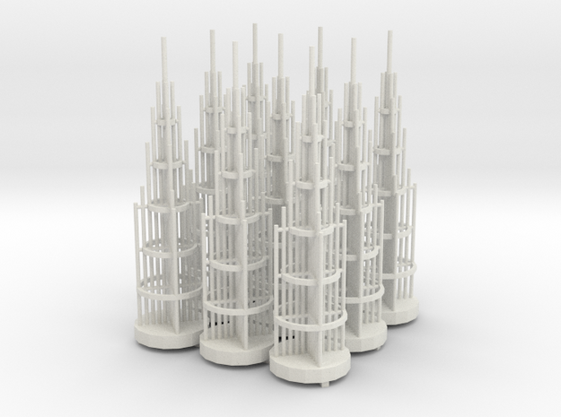 Tower Antennae Sprued in White Natural Versatile Plastic
