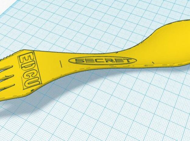 EDCU SporkKnife v1 in Yellow Processed Versatile Plastic