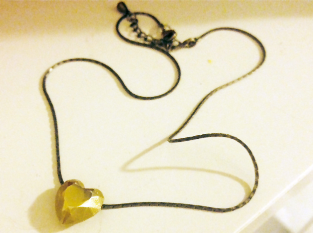 Lucky Heart Pendant for a Necklace or Keychain in Natural Brass
