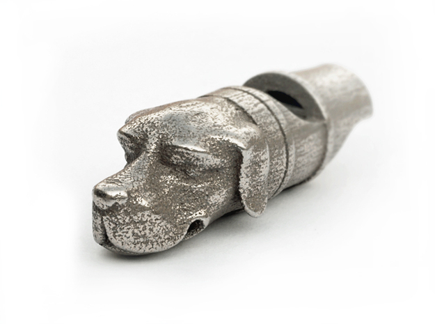 Dog Whistle Pendant in Polished Bronzed Silver Steel