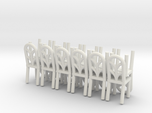 HO Scale Cafe  Chair style 2 X12 in White Natural Versatile Plastic