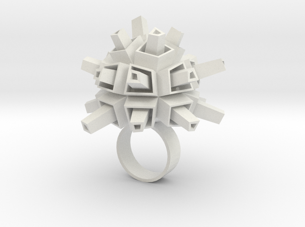 Spacey Ring in White Natural Versatile Plastic