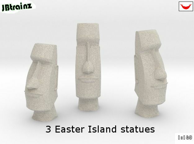 3 Easter Island statues (1:160) in Natural Sandstone
