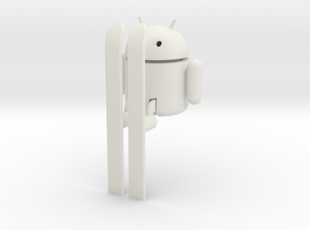 Android Robot on Skis in White Natural Versatile Plastic