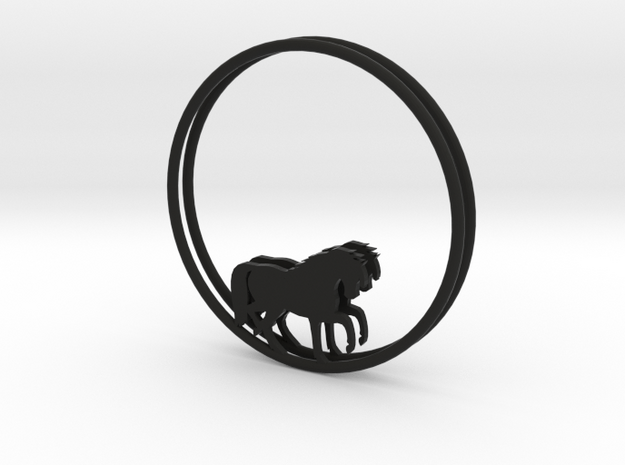Horse Hoop Earrings 40mm in Black Natural Versatile Plastic