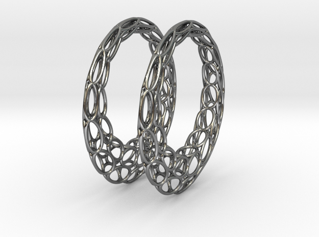 Round Wire Hoop Earrings 50mm in Fine Detail Polished Silver