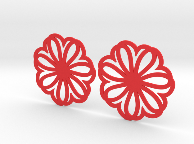 Seven Heart Hoop Earrings 40mm in Red Processed Versatile Plastic