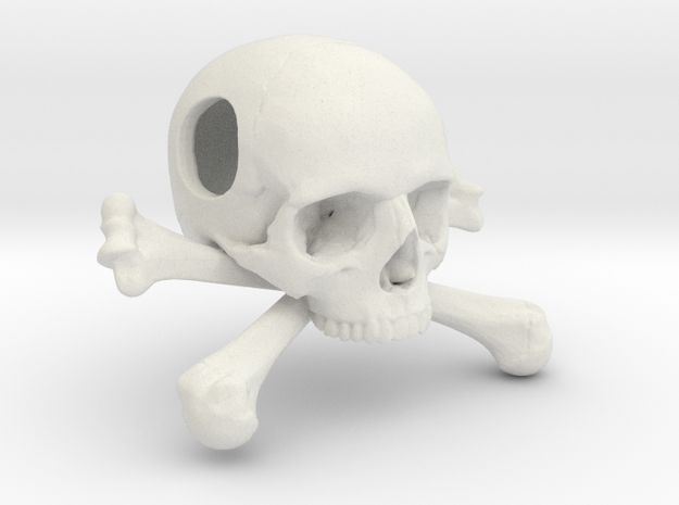 25mm 1in Bead Skull & Bones Pendant Crane in White Natural Versatile Plastic