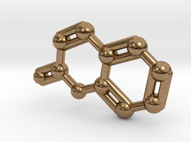 Coumarin Molecule Keychain Pendant in Natural Brass