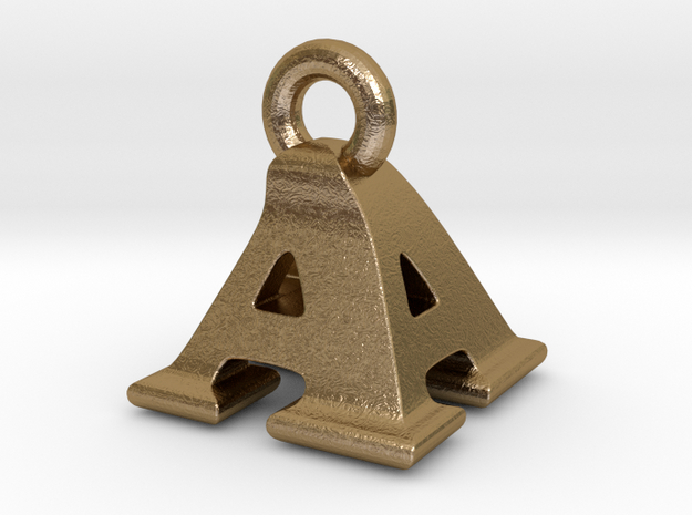 3D Monogram Pendant - AAF1 in Polished Gold Steel