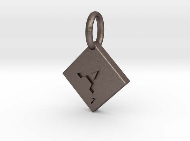 SCRABBLE TILE PENDANT  A  in Polished Bronzed Silver Steel