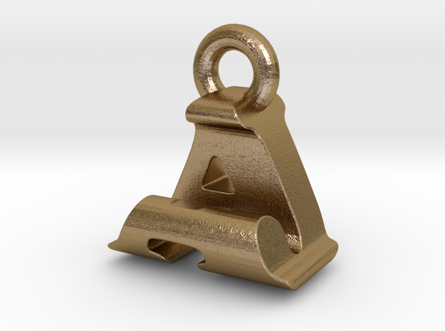 3D Monogram Pendant - AJF1 in Polished Gold Steel
