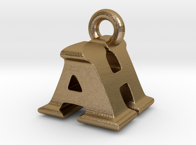 3D Monogram Pendant - AHF1 in Polished Gold Steel
