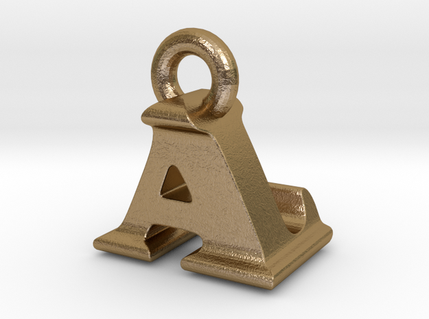 3D Monogram Pendant - ALF1 in Polished Gold Steel