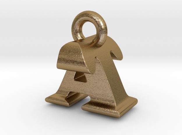 3D Monogram Pendant - ATF1 in Polished Gold Steel