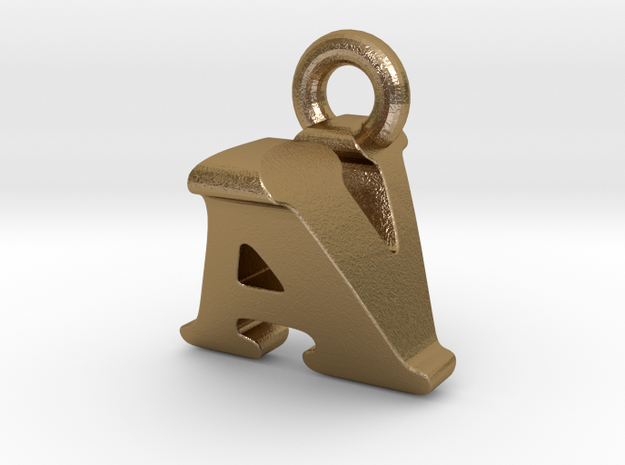 3D Monogram Pendant - AVF1 in Polished Gold Steel