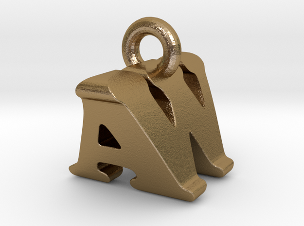 3D Monogram Pendant - AWF1 in Polished Gold Steel