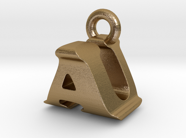 3D Monogram Pendant - AUF1 in Polished Gold Steel