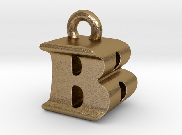 3D Monogram Pendant - BBF1 in Polished Gold Steel