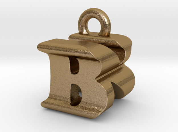 3D Monogram Pendant - BNF1 in Polished Gold Steel