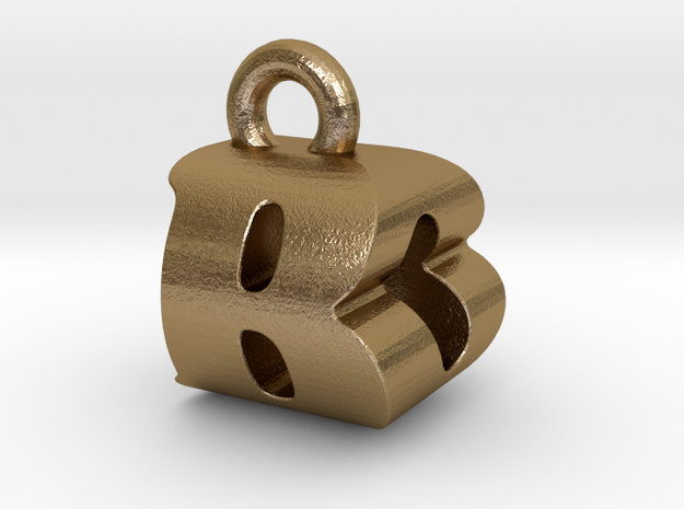 3D Monogram Pendant - BOF1 in Polished Gold Steel