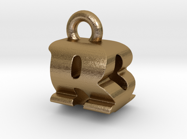 3D Monogram Pendant - BQF1 in Polished Gold Steel