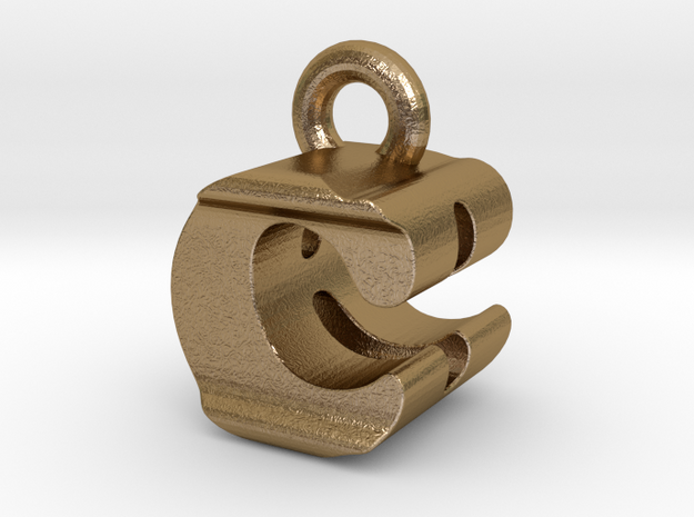 3D Monogram Pendant - CBF1 in Polished Gold Steel