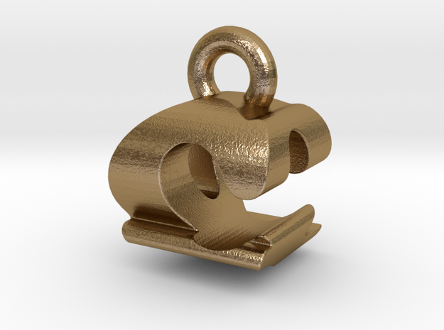 3D Monogram Pendant - CQF1 in Polished Gold Steel