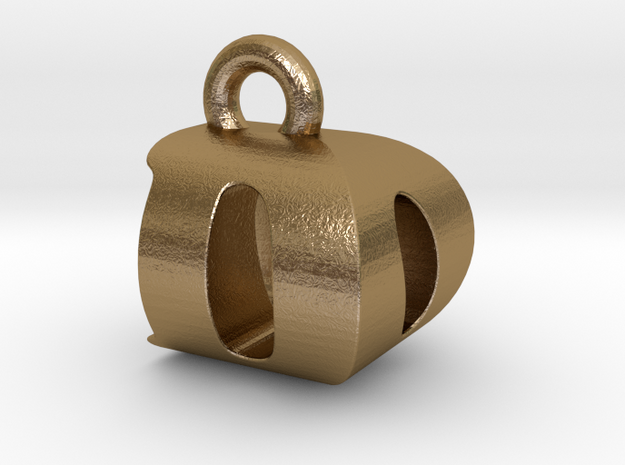 3D Monogram Pendant - DOF1 in Polished Gold Steel