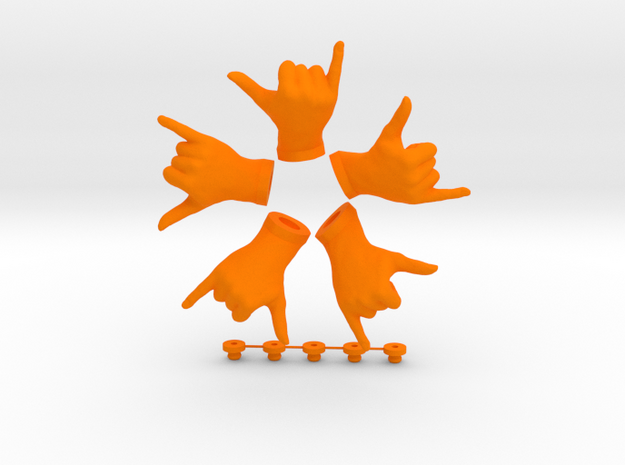 Cool • Hook  / Fridge Magnet [5pcs] in Orange Processed Versatile Plastic