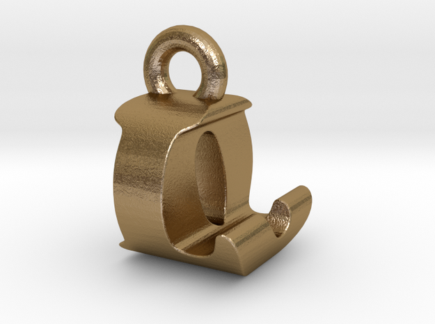 3D Monogram Pendant - LOF1 in Polished Gold Steel