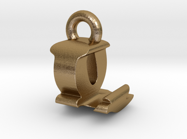 3D Monogram Pendant - LQF1 in Polished Gold Steel