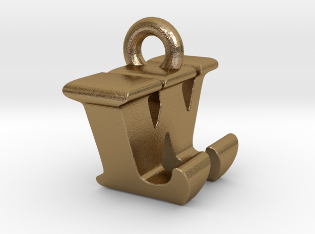 3D Monogram Pendant - LWF1 in Polished Gold Steel