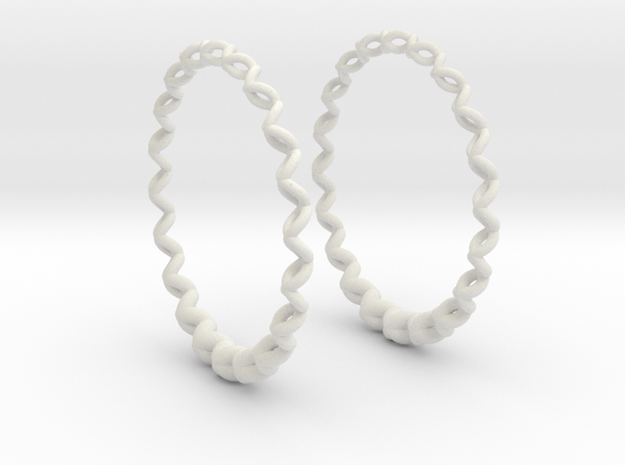 Knitted Hoop Earrings 60mm in White Natural Versatile Plastic