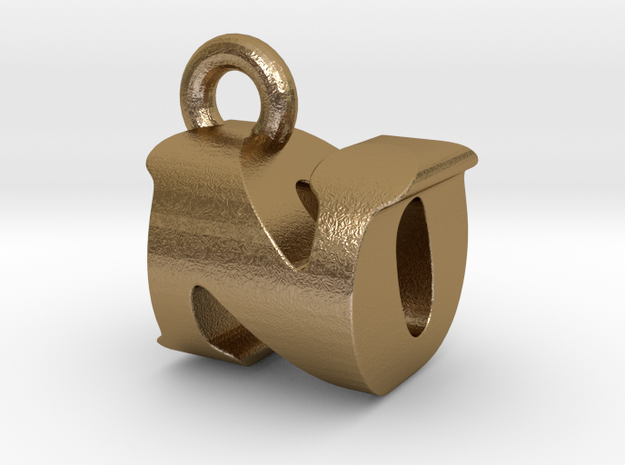 3D Monogram Pendant - NOF1 in Polished Gold Steel