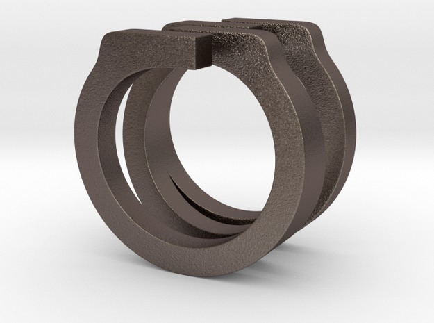 Helixois Ring 60 in Polished Bronzed Silver Steel