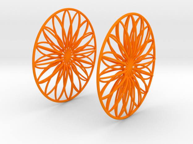 Flowerish 9 Big Hoop Earrings 60mm in Orange Processed Versatile Plastic