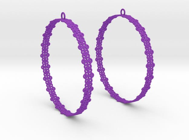 Knitted 2 Hoop Earrings 60mm in Purple Processed Versatile Plastic