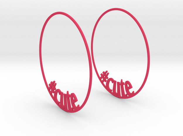 Hashtag Cute Big Hoop Earrings 60mm in Pink Processed Versatile Plastic