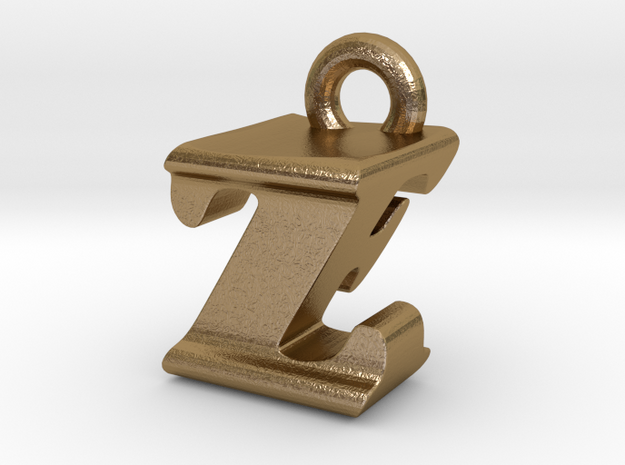 3D Monogram - ZFF1 in Polished Gold Steel