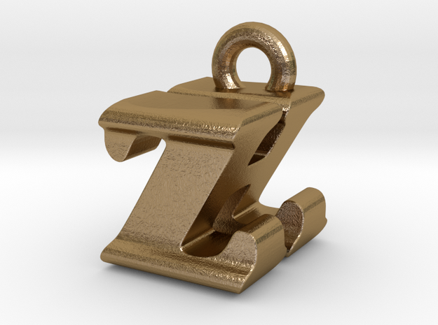 3D Monogram - ZHF1 in Polished Gold Steel