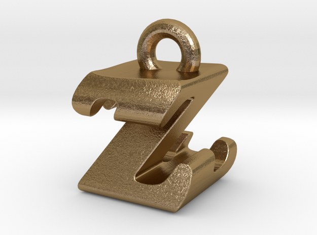 3D Monogram - ZZF1 in Polished Gold Steel