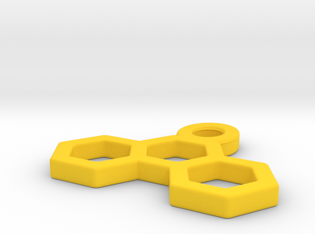 Pendant Three Hexagons in Yellow Processed Versatile Plastic