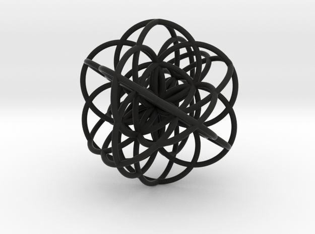Cuboctahedral Flower of Live Circles - Sacred Geom in Black Natural Versatile Plastic