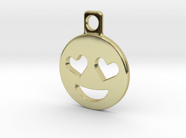 Heart Eyes Emoji Keychain in 18k Gold