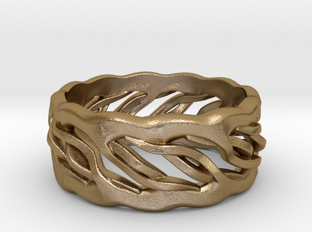 Earth Weave Ring (select a size) in Polished Gold Steel