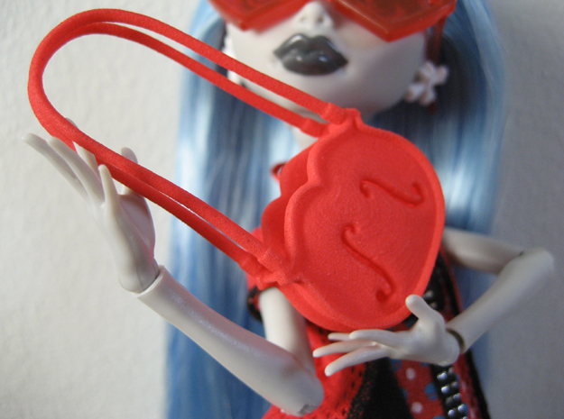 Doll purse Violina 1:6 in Red Processed Versatile Plastic