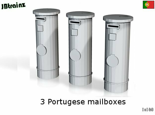 3 Portuguese mailboxes (1:160) in Smooth Fine Detail Plastic