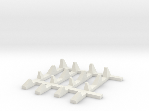 1-87 Scale Dragon Teeth Road Barrier Expansion in White Natural Versatile Plastic