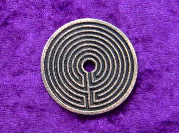 Labyrinth coin in Polished and Bronzed Black Steel